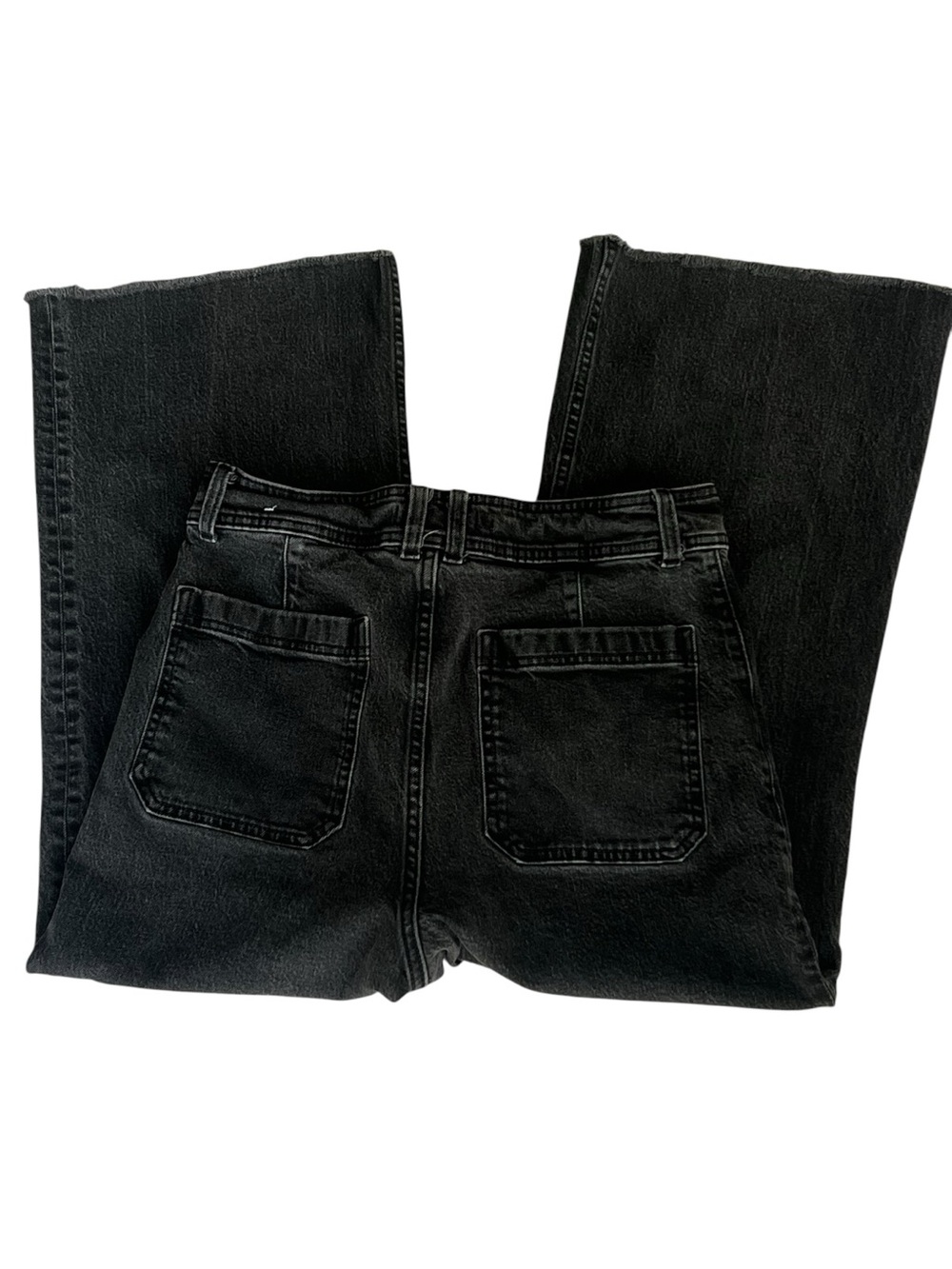 MNG Catherine Black Wide-Leg High-Rise Crop Raw Hem Jeans 10 - Picture 4 of 9